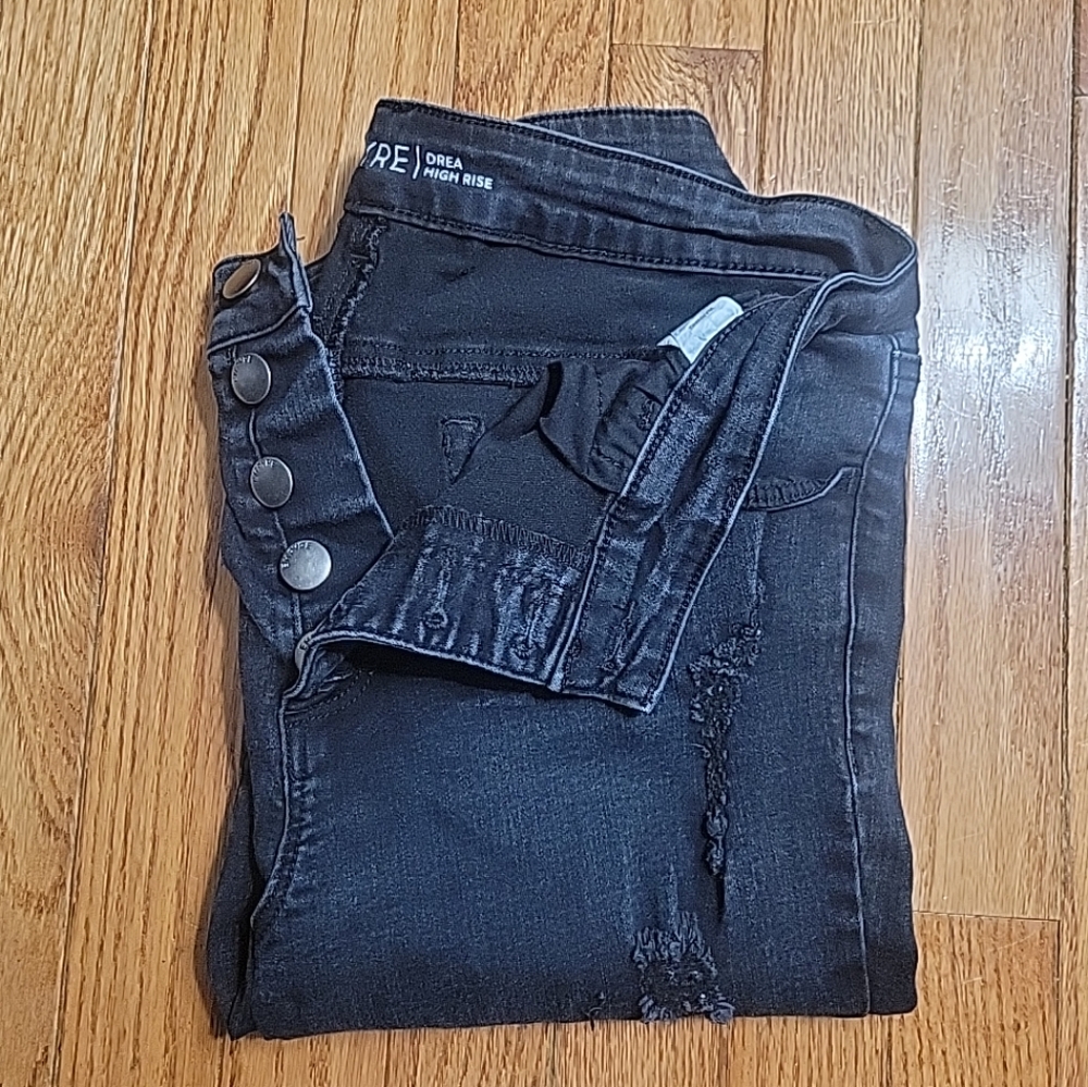 Empyre Brand Drea High Rise Skinny Jeans  Black Wash Distressed Size 11 Zumiez